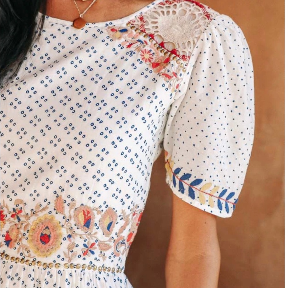 BOHME Spanish Embroidered Maxi Dress size small